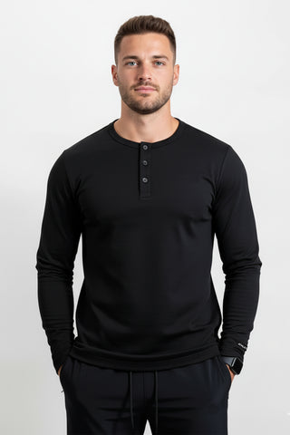 [HYBRID] Henley LS - Black