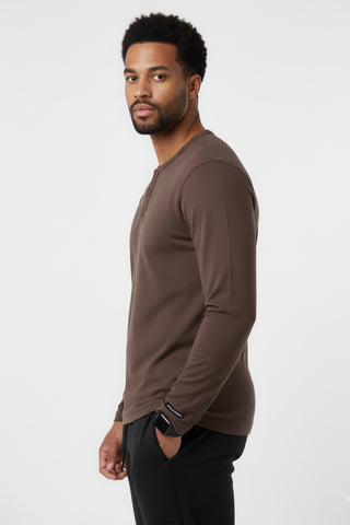 [HYBRID] Henley LS - Espresso
